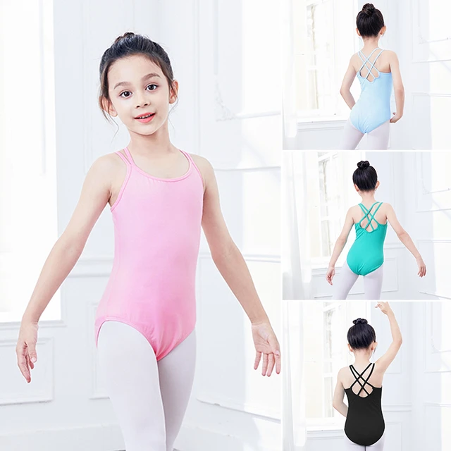 Leotardos de Ballet para niñas, Body de baile con entrepierna cerrada, camisola doble eslinga, trajes de baño para Práctica Profesional gimnasia _ - Mobile