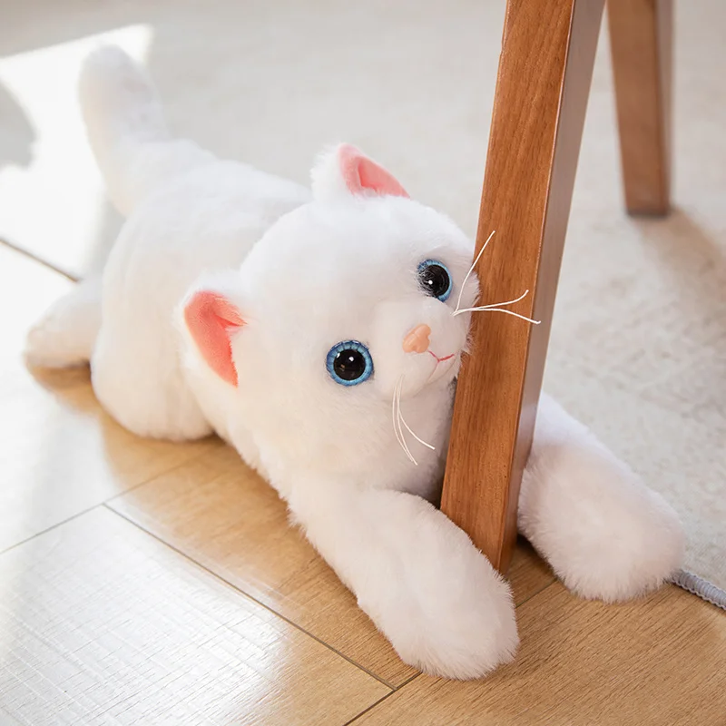 Kawaii 현실적인 봉제 고양이 인형 박제 거짓말 새끼 고양이 플러시 장난감 어린이를위한 인형 어린이 생일 선물 홈 인테리어