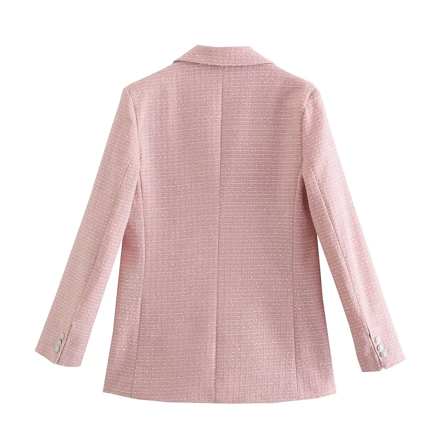 Jenny&Dave 2024 Elegant Pink Casual Blazer For Women Autumn British Fashion Women's Textured Double-breasted Suit