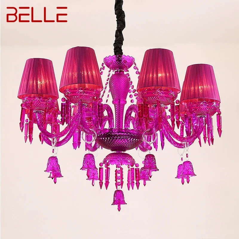 

BELLE European Style Crystal Pendent Lamp Purple Candle Lamp Luxurious Living Room Restaurant Bedroom Clothing Store Chandelier