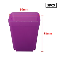 Set of 5 Colorful Square Succulent Planters with Trays (PURPLE)