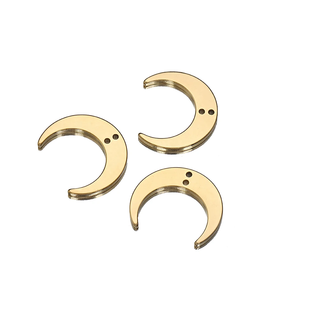 Kein Verblassen, 10 Stück, 5 Stück, Edelstahl, poröse Löcher, Anhänger, goldfarben, Mond-Charms, Verbinder für Halskette, Kette, Schmuckherstellung, DIY – Detail 13