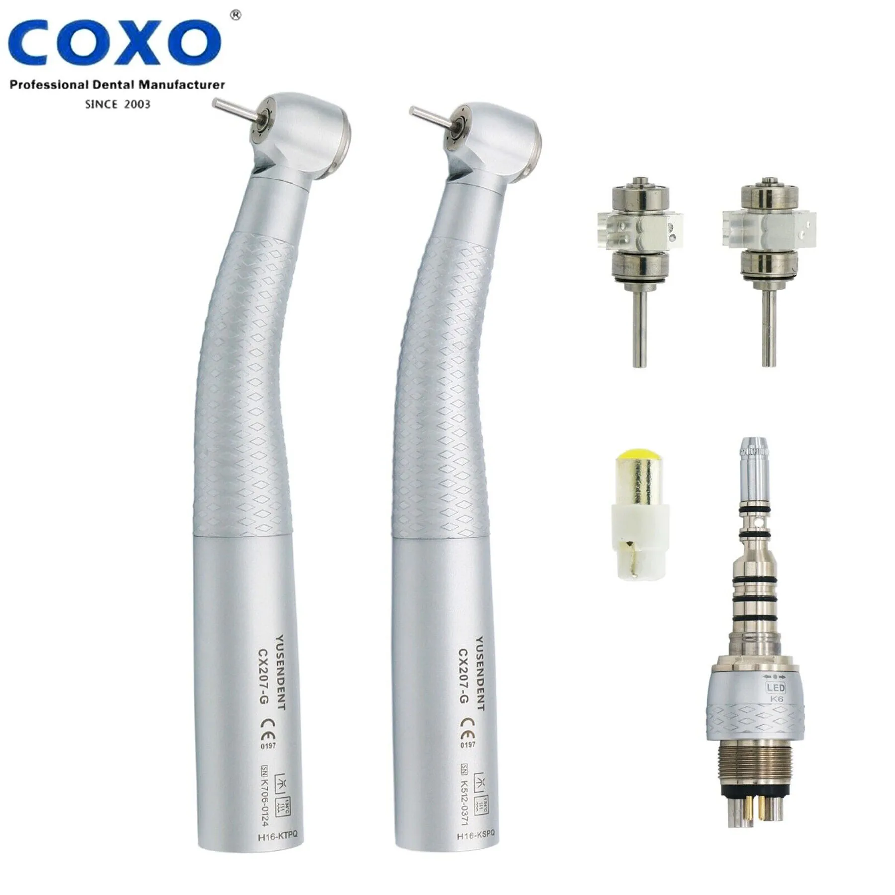 

COXO Dental Fiber Optic LED High Speed Handpiece Turbine fit KaVo LED Coupling CX207-GK-SP CX207-GK-TP CX229-GK