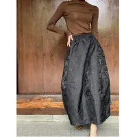 2024 New Arrival Spring/summer Arts Style Women Casual Loose Fit Elastic Waist A-line Jacquard Design Ankle-length Skirt P02 - Image 3