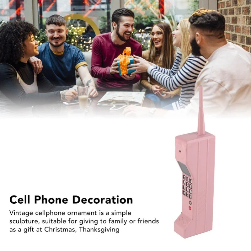 Modello di cellulare retrò Modello di telefono cellulare vecchio stile Ornamento Simulazione vintage Puntelli fotografici per palcoscenico domestico Bianco Rosa - immagine 6