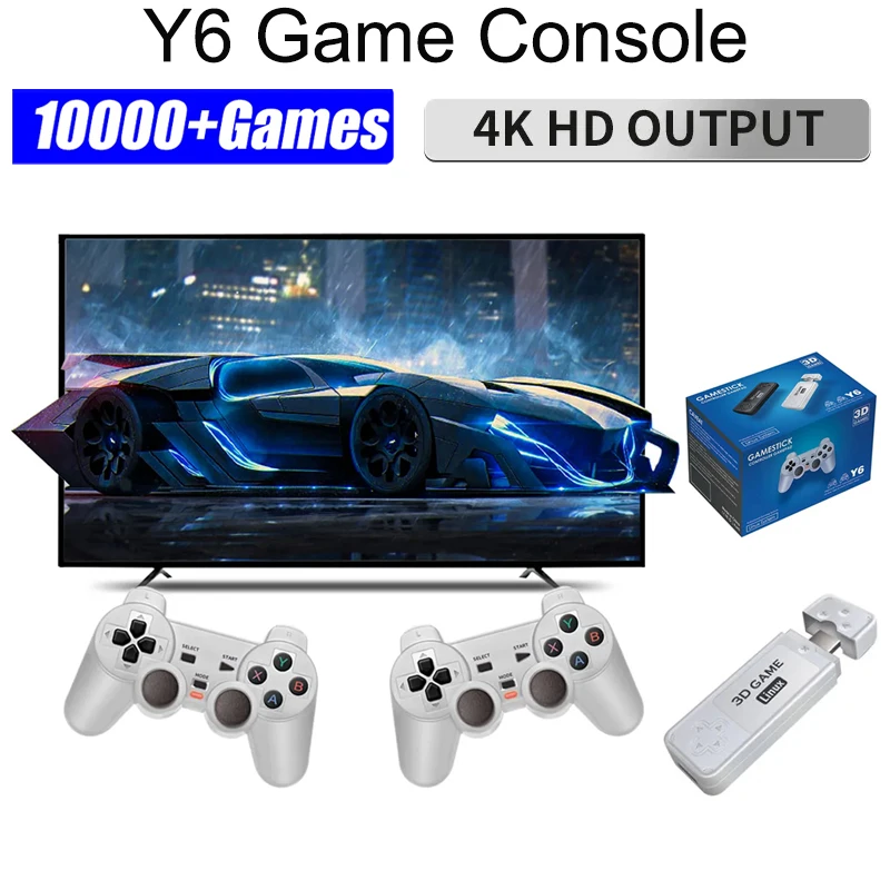 

Y6 Retro Game Console 4K 60fps HDMI Output Low Latency GD10 TV Game Stick Dual Handle Portable Video Game Console For GBA/PS1