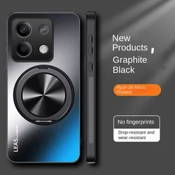 Hard Matte Magnetic Protective Case with Ring Stand for Note 14 Pro Plus (Black)