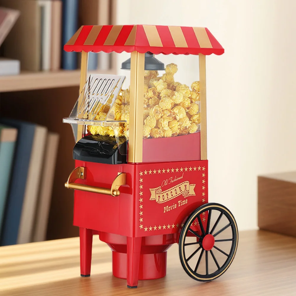 Electric Popcorn Maker Creative Popcorn Making Machine Vintage Hot-Air Maker Automatic Corn Popper for Home DIY