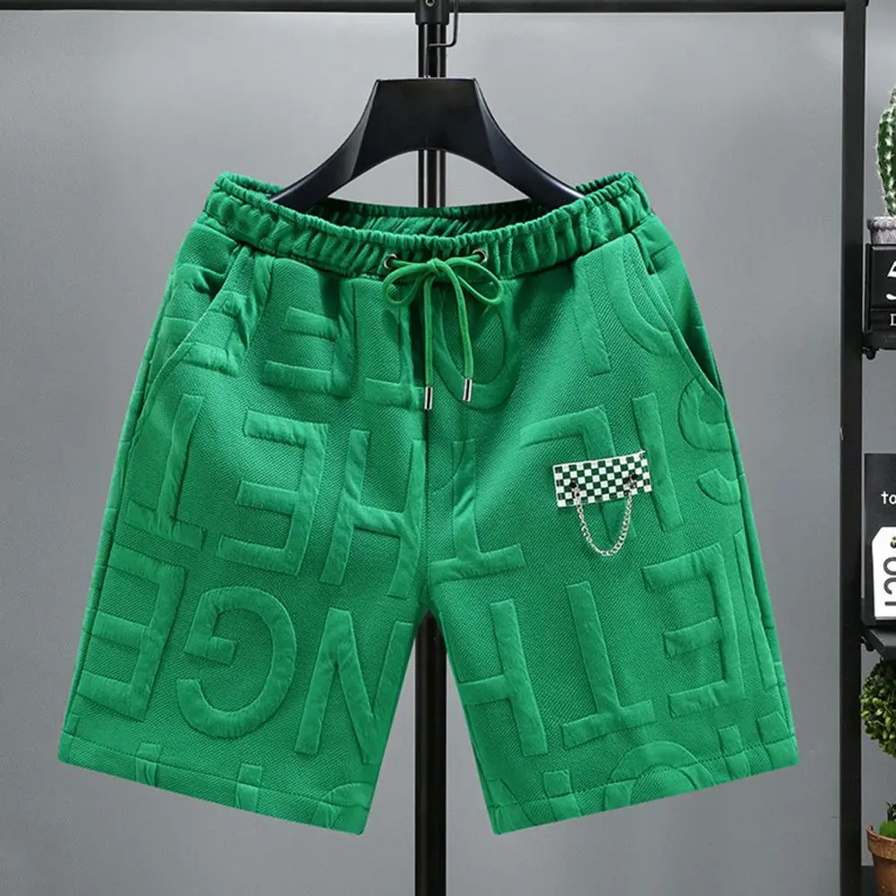 

Men Casual Pants Men's Drawstring Sport Shorts Solid Color Elastic Waist Above Knee Length with Pockets Casual Daily for Men