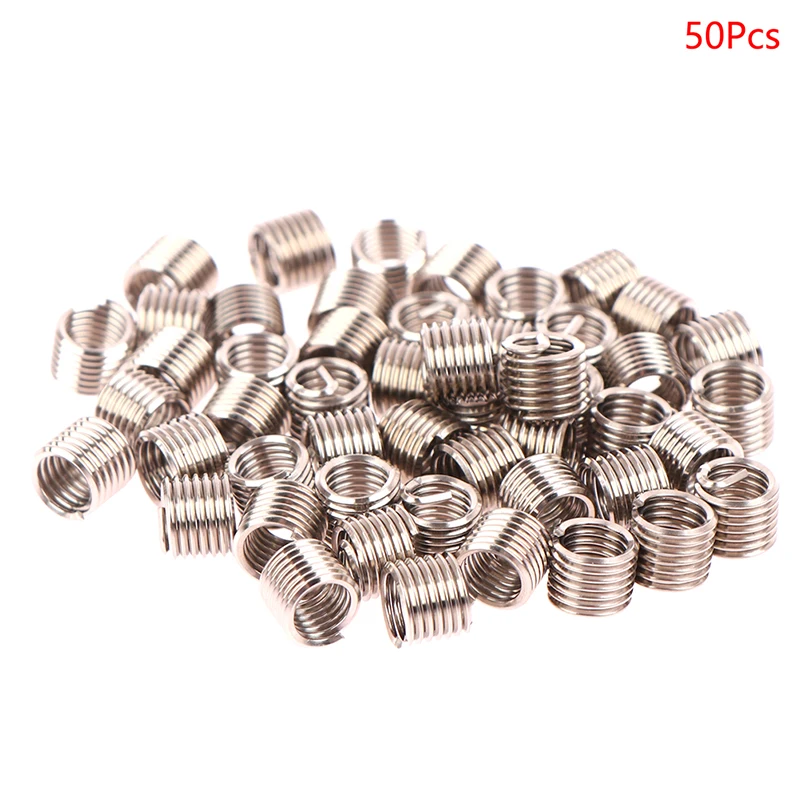 304 Stainless Steel Wire Thread Insert M6 X 1.0 1.5D 50pcs/set Insert Helicoil Wire Thread Repair wire thread insert repair kit thread repair kit thread repair tool