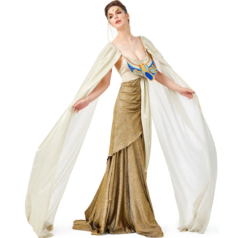 

Ancient Greek Goddess Halloween Costume for Women Fancy Egyptian Queen Clothes Cosplay Dress Carnival Festival Outfit Stage Suit