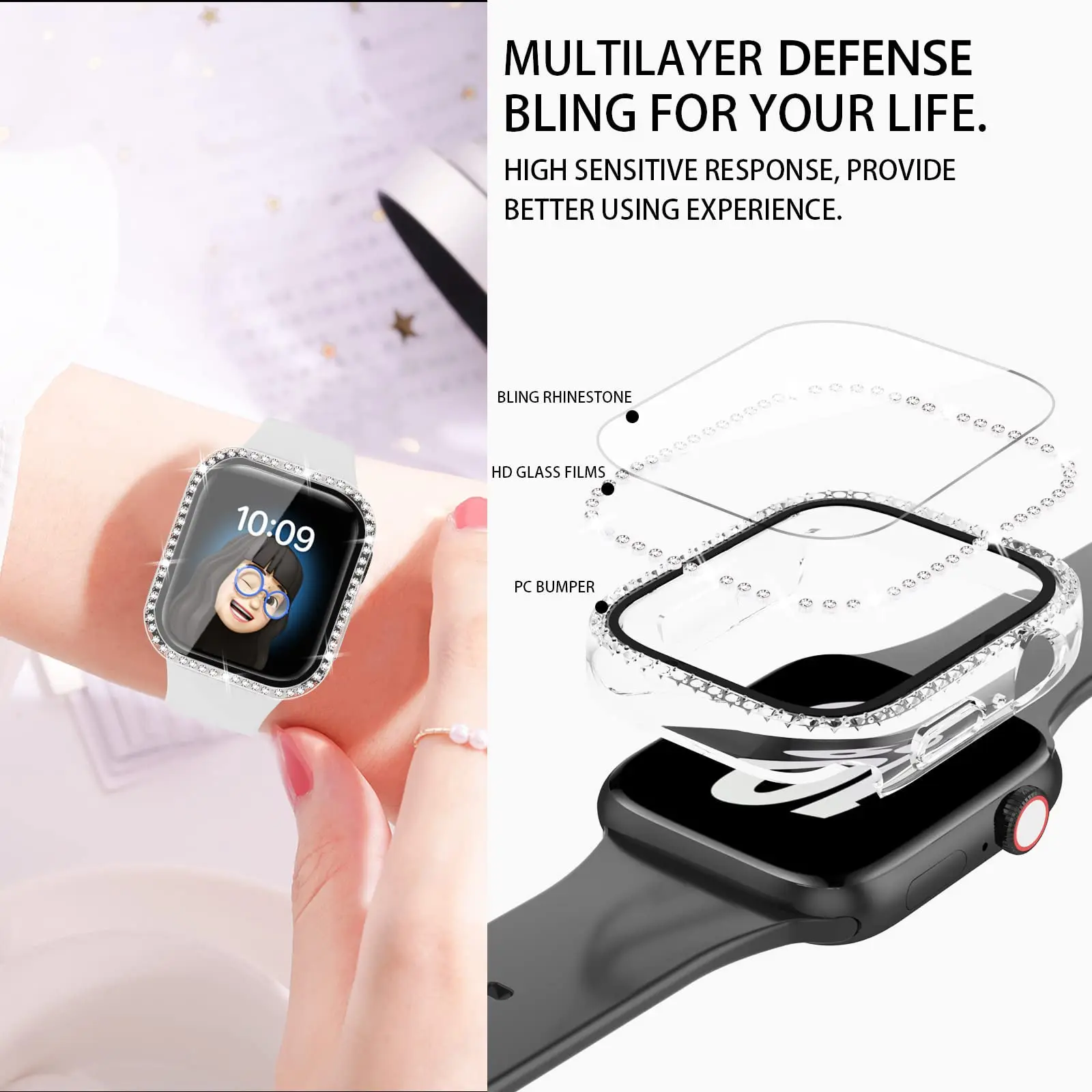 Luxury Bling Diamond Bumper Protector with Glass Case