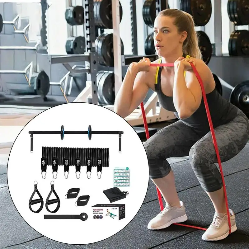 Pilates Bar Kit Pilates Bar Workout With Resistance Bands Portable Home Gym Kit Multifunctional Fitness Equipment