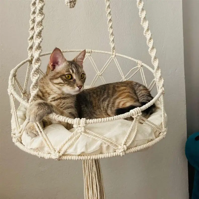 

Handwoven Cat Window Perch Bed with Hanging Bed Hammock for Indoor Outdoor Cat Sleeping Climbing Playing US Shipping