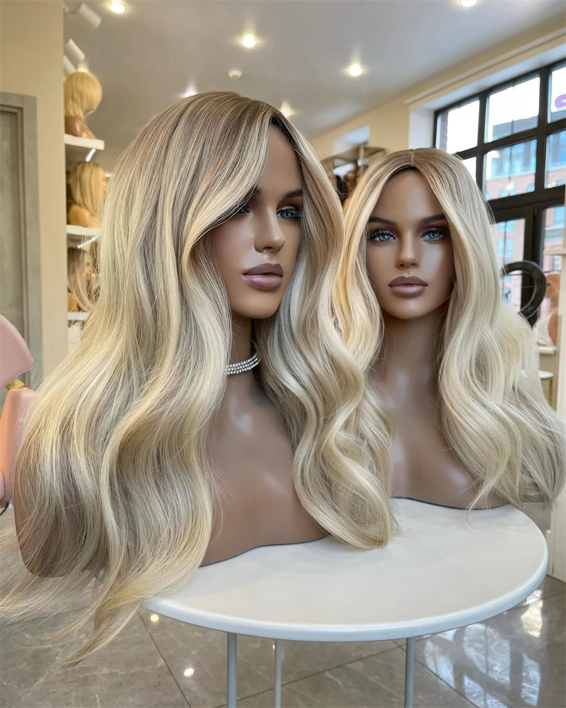 Platinum blonde white ombré Lace Wig 2019 KOME Ombre Platinum Blonde Synthetic Lace Front Wig,Side  main image 2