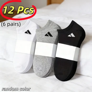 6 Pairs Men's Ankle Socks Breathable Cotton Low Cut No Show Socks Casual Athletic Socks for Running Gym Daily Wear Random Color 1