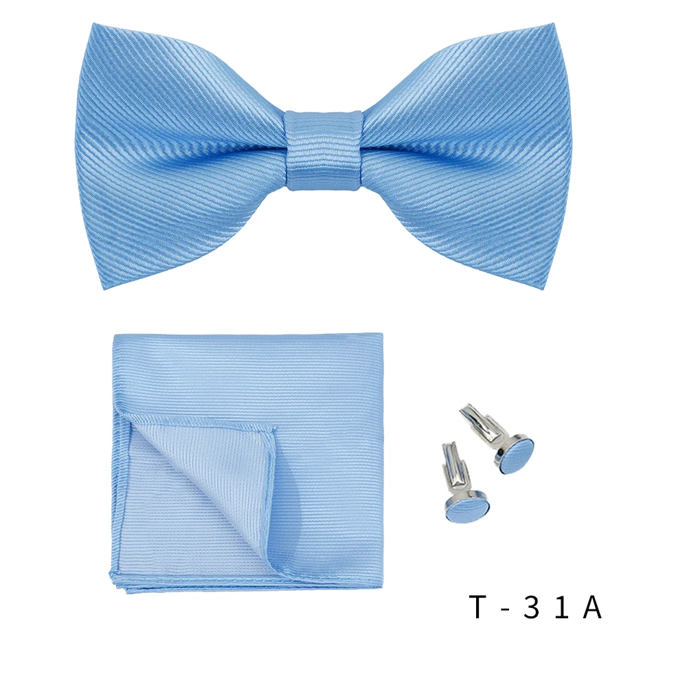 Männer Krawatten Set einfarbige Fliege Krawatte Manschetten knöpfe Taschentuch Mode Schmetterling Party Hochzeit Fliege für Männer Hemd Accessoires – Detail 5