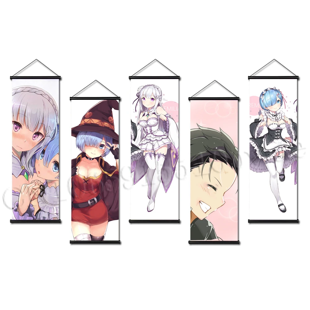 

Classic Anime Poster HD Canvas Print Re:Zero Painting Kara Hajimeru Emilia Hang Scrolls Art Wall Picture Home Decor Background