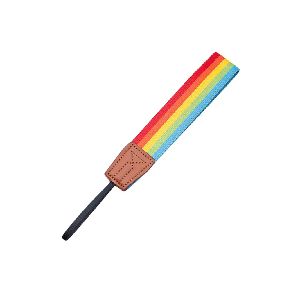 범용 카메라 손목 스트랩 레인보우 스트라이프 디지털 카메라용 강화 안전 스트랩 휴대용 기기 안전 그립 솔루션