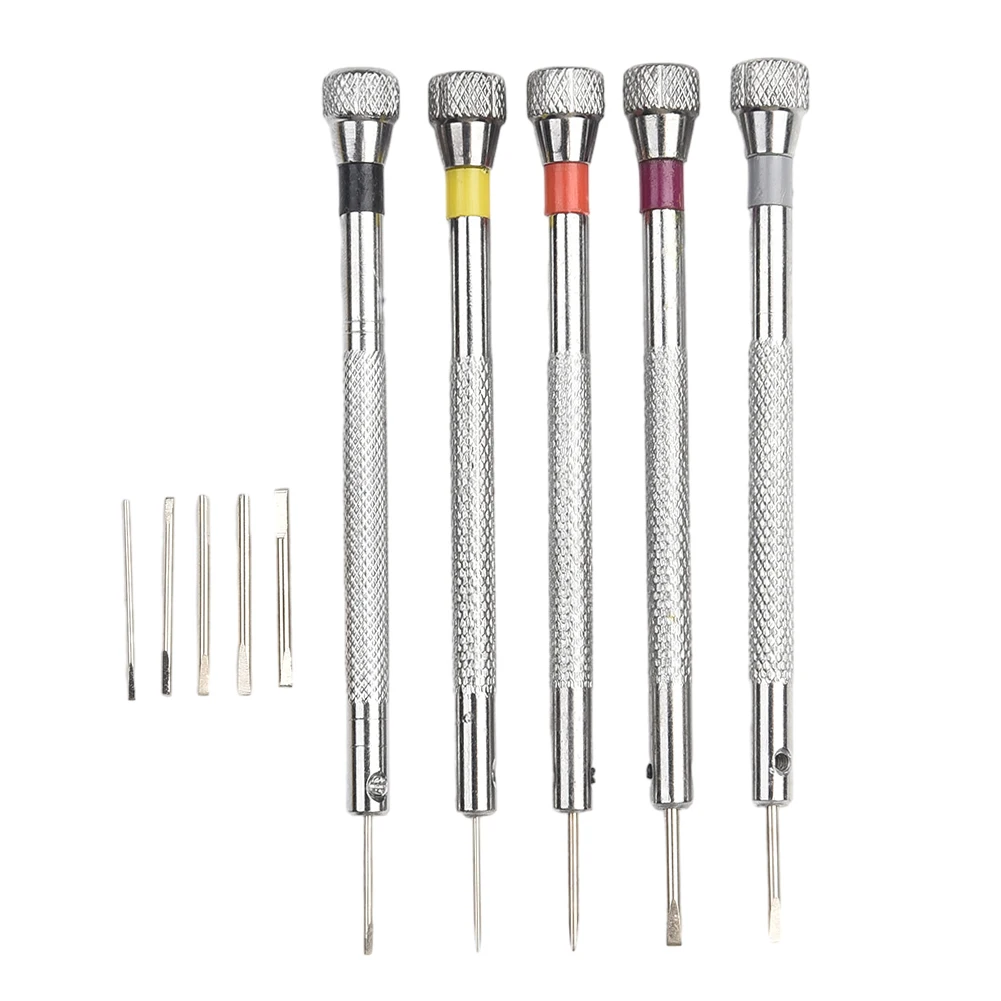 5pcs 0.8/1.0/1.2/1.4/1,6mm Präzisions schlitz schrauben dreher Brillen Uhr Schmuck Uhrmacher Reparatur werkzeuge Set Zubehör – Detail 3