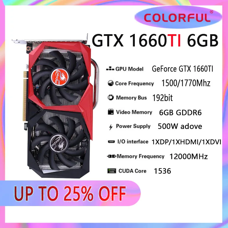 video card for gaming pc Colorful Raphic Card GeForce GTX 1650 1660 1660TI 1660S SUPER 4GB 6GB Video Cards GPU GDDR5 GDDR6 Desktop CPU Motherboard best graphics card for pc