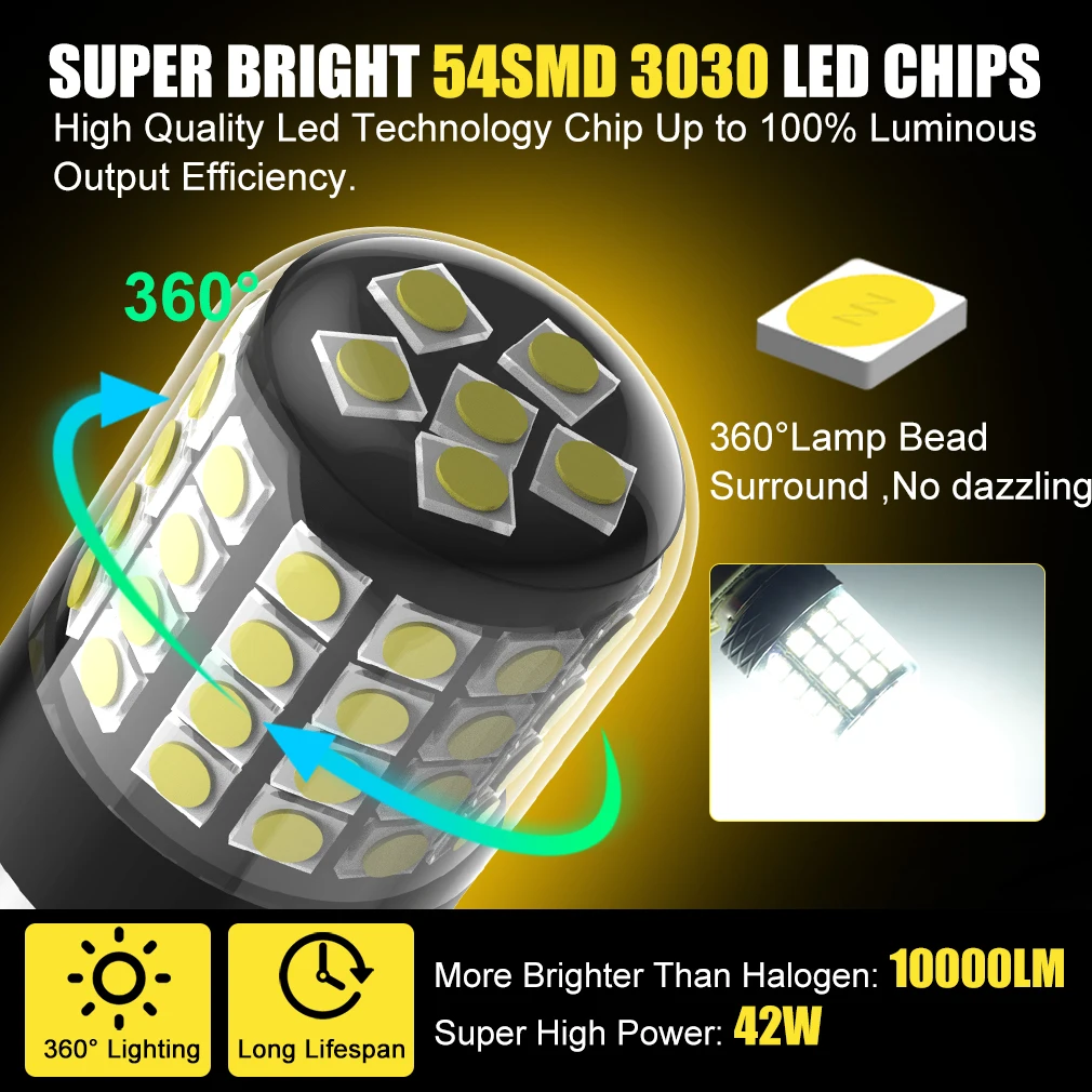 LED 1156 ڵ ȣ, 42W P21W, BA15S, BAU15S, PY21W, BAY15D, LED  1157, P21/5W, R5W, T20, 7440 7443, W21W, 6000K, 12V