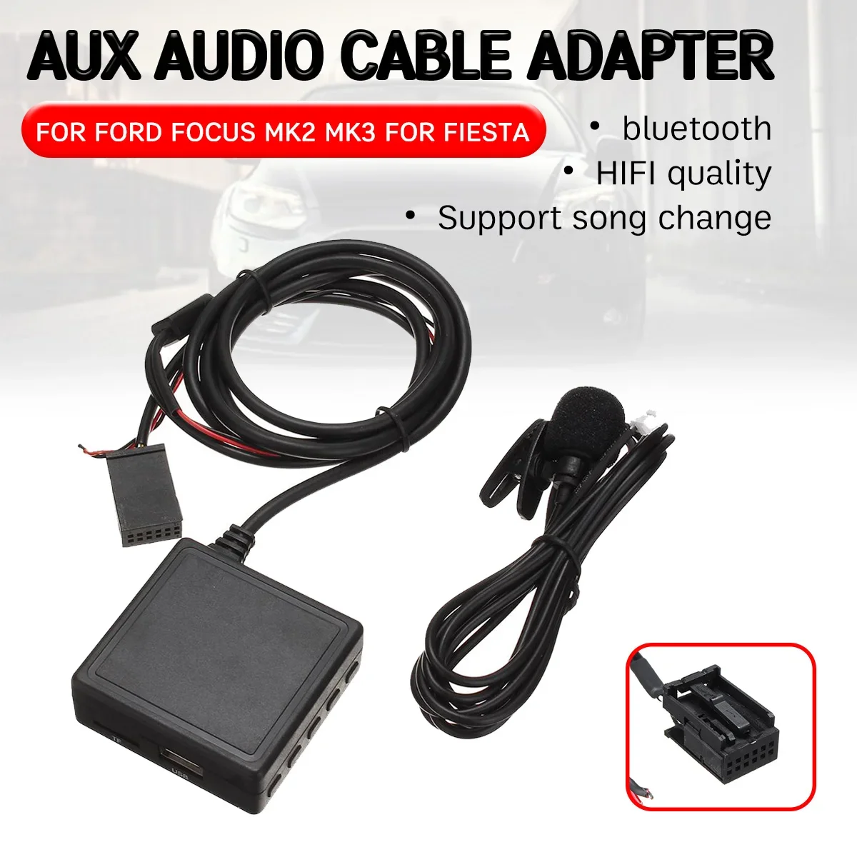 

bluetooth Aux Receiver Cable with USB,microphone Hands-free Aux Adapter for Ford for Focus Mk2 MK3 for Fiesta