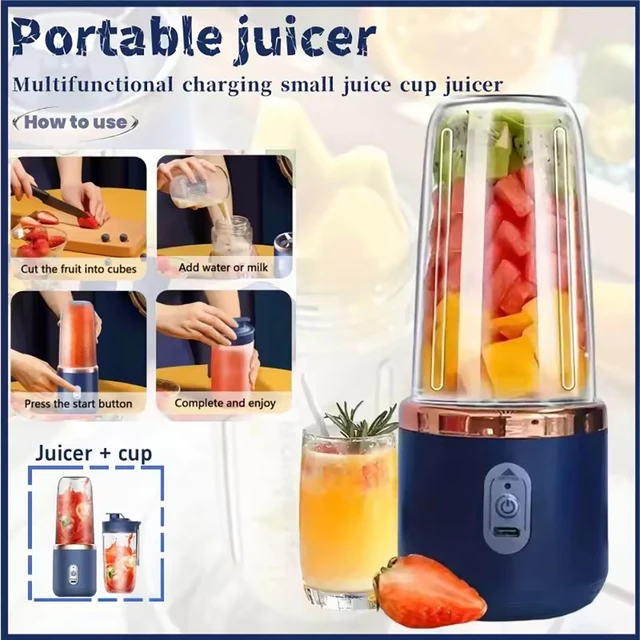 1pc Multifunctional juicer mixer with double cups-high-performance juice maker, suitable for milkshake and fresh juice. 2