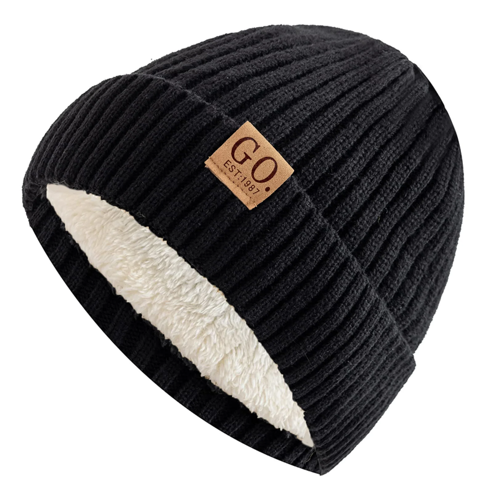 Unisex Two-Tone Winter Hats Add Fur Lined Men And Women Fashion Warm Beanie Cap Casual Winter Knitted Hats 5