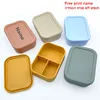Personalized Name Bento Lunch Box Silicone 3-compartment Lunch Box Baby Food Container Leakproof Portable Picnic Lunch Box 1