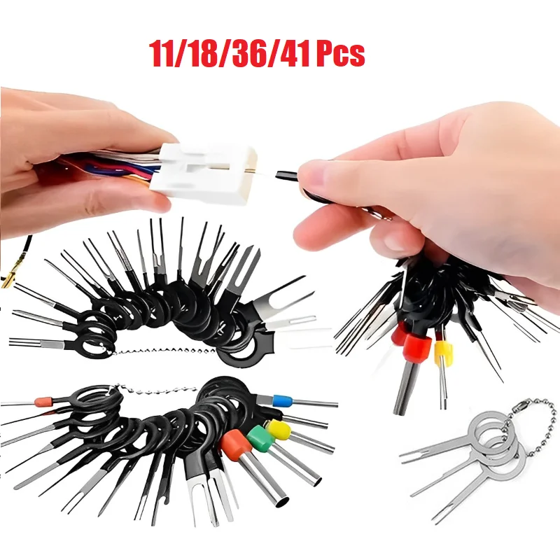 11/18/36/41pcs Car Terminal Removal Tool Wire Plug Connector Extractor Puller Release Pin Extractor Kit For Car Plug Repair Tool car terminal tools