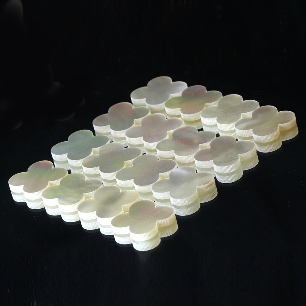 Mother of Pearl Loose Clover Beads White Shell 10mm 14mm Natural Shell Double Flat