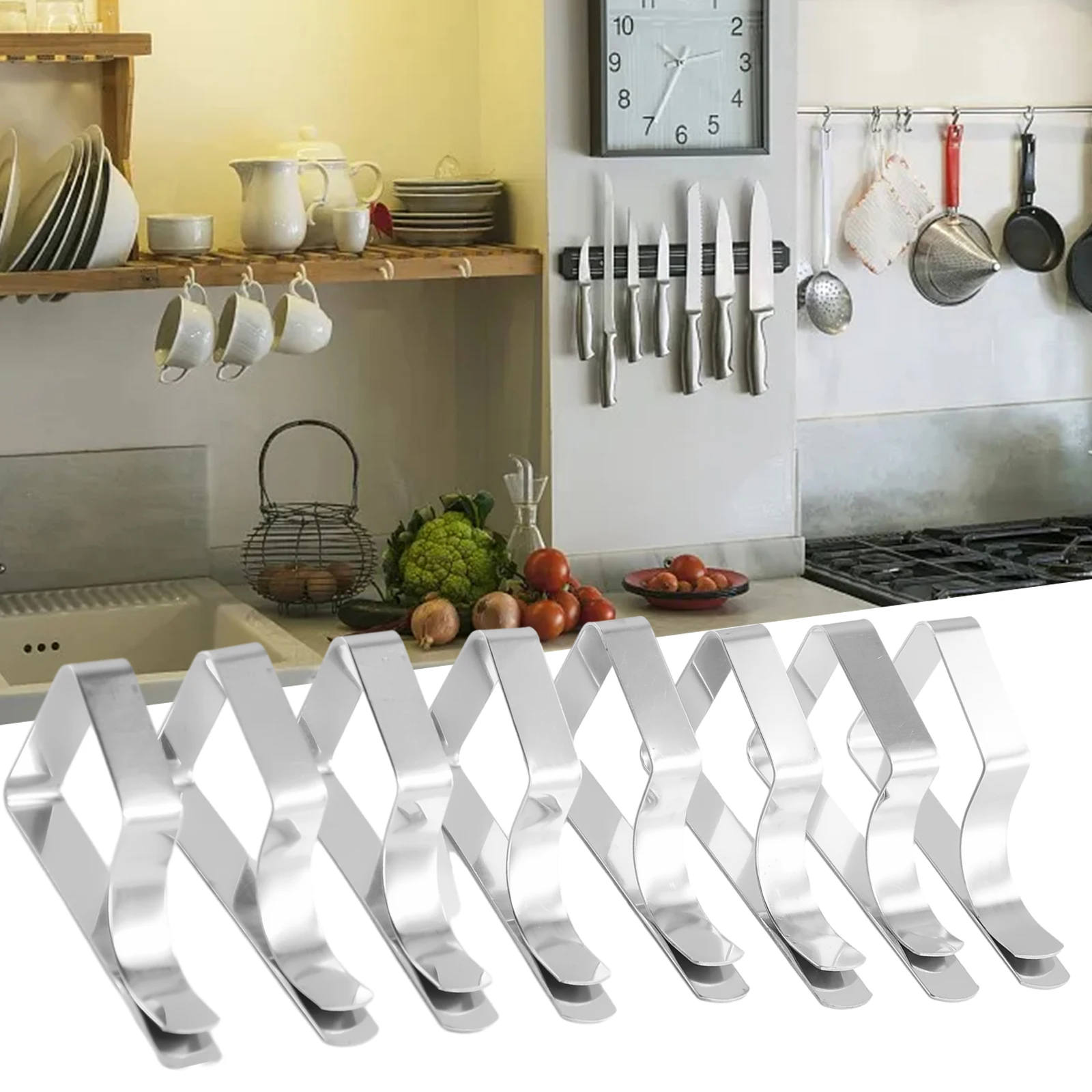 

8pcs Stainless Steel Table Cloth Clip Wedding Picnic Table Cover Clip Holder Round Tablecloth Stable Clips For Home Fixed Clip