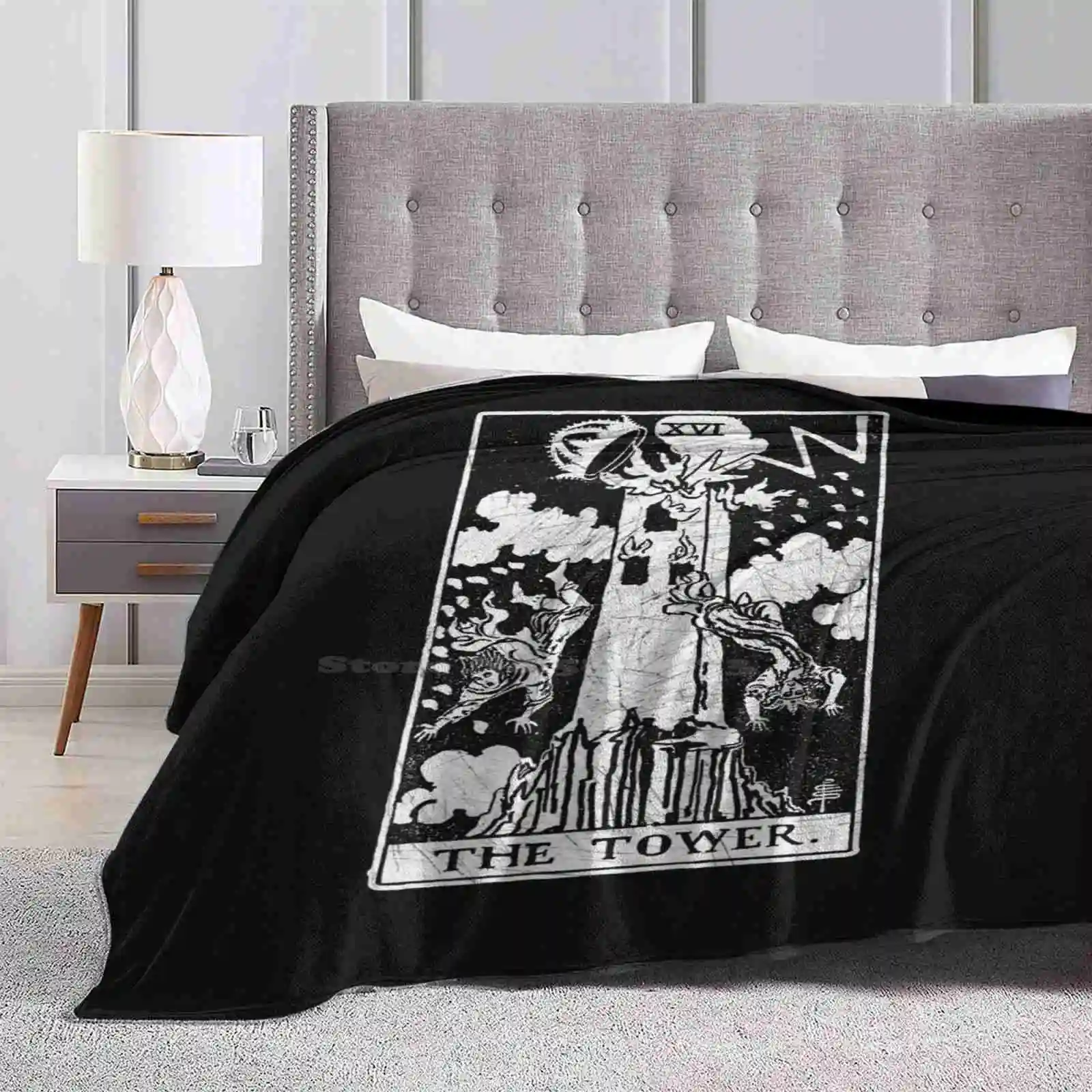 The Tower Tarot Card-Major Arcana-Fortune Telling-Occulto Creative Design Light Thin Soft Flanella Coperta The Fool Il Mago