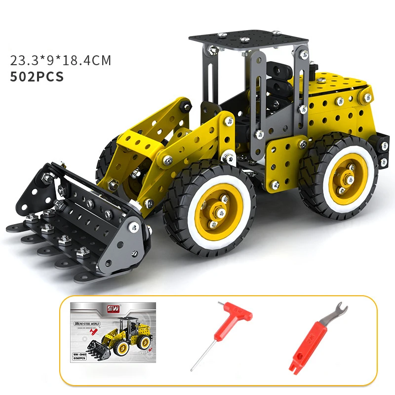 All DIY Assembled Toy Boy Development 6-10 Years Old Educational Forklift Excavator Bulldozer Engineering Vehicle Toy Model