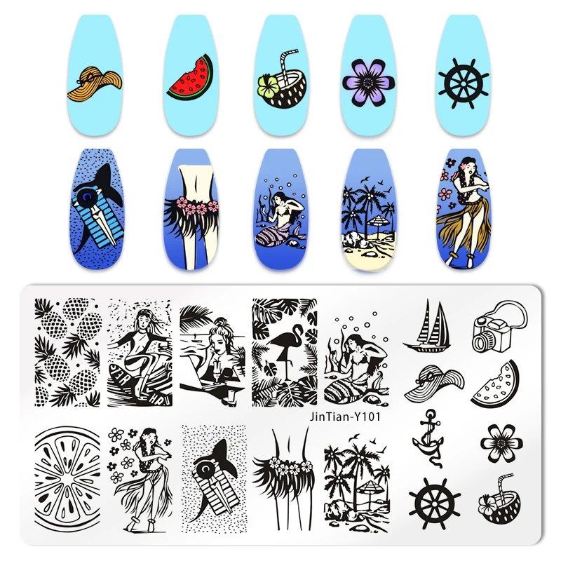 Cartoon Animals Nail Art Stamping Plates Snake Dogs Butterfly Bow Leaves Image Printing Stencils Nail Stamp Templates Nail Tool 2