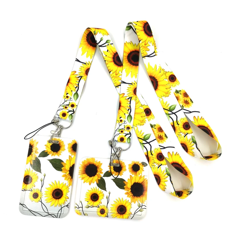 Sunflowers Flowers Horizontal ID Card Students Work Name card Holder Pass Gym Badge Kids Holder Jewelry Accessories Decorations