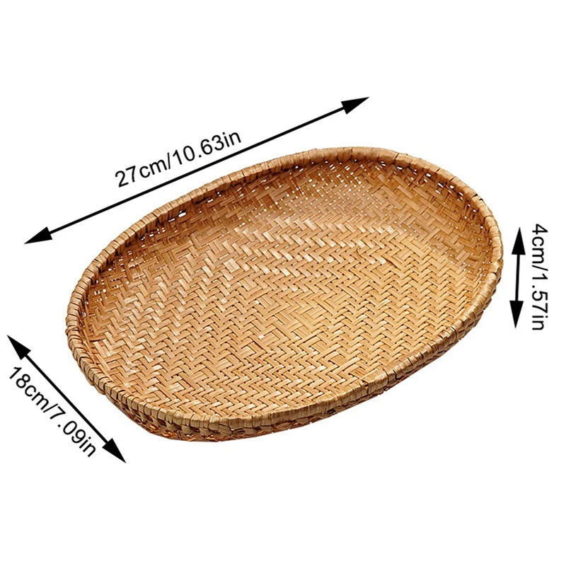 Handmade Weaving Bamboo Storage Trays for Kitchen