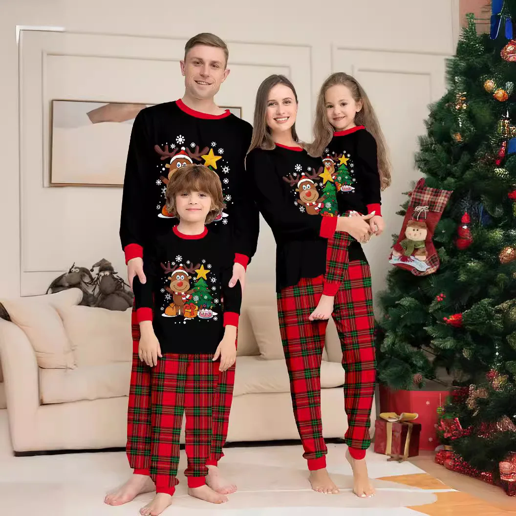 Conjuntos familiares a juego para Navidad, pijamas para adultos, niños, mamá y papá, mamelucos para bebés, ropa de dormir informal, pijamas de aspecto familiar de Navidad para Claus