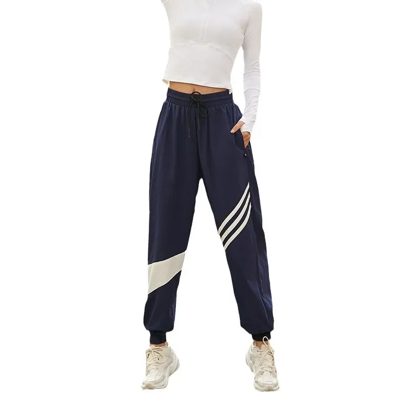 Women's High Waist Cuffed Fitness Trousers Spring Summer Quick Dry Sports Casual Pants Running Long Trousers Couples