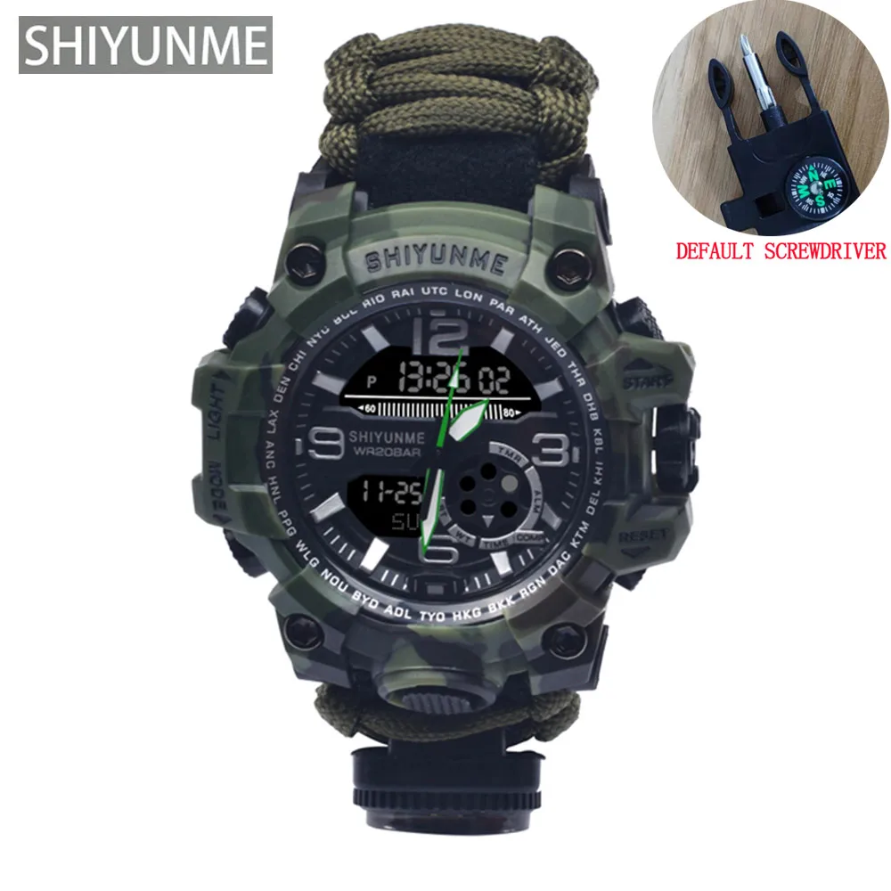 SHIYUNME Men's Camouflage Military Watch Waterproof Compass Chronograph Electronic Outdoor Sports Watch Male Relogios Masculino 