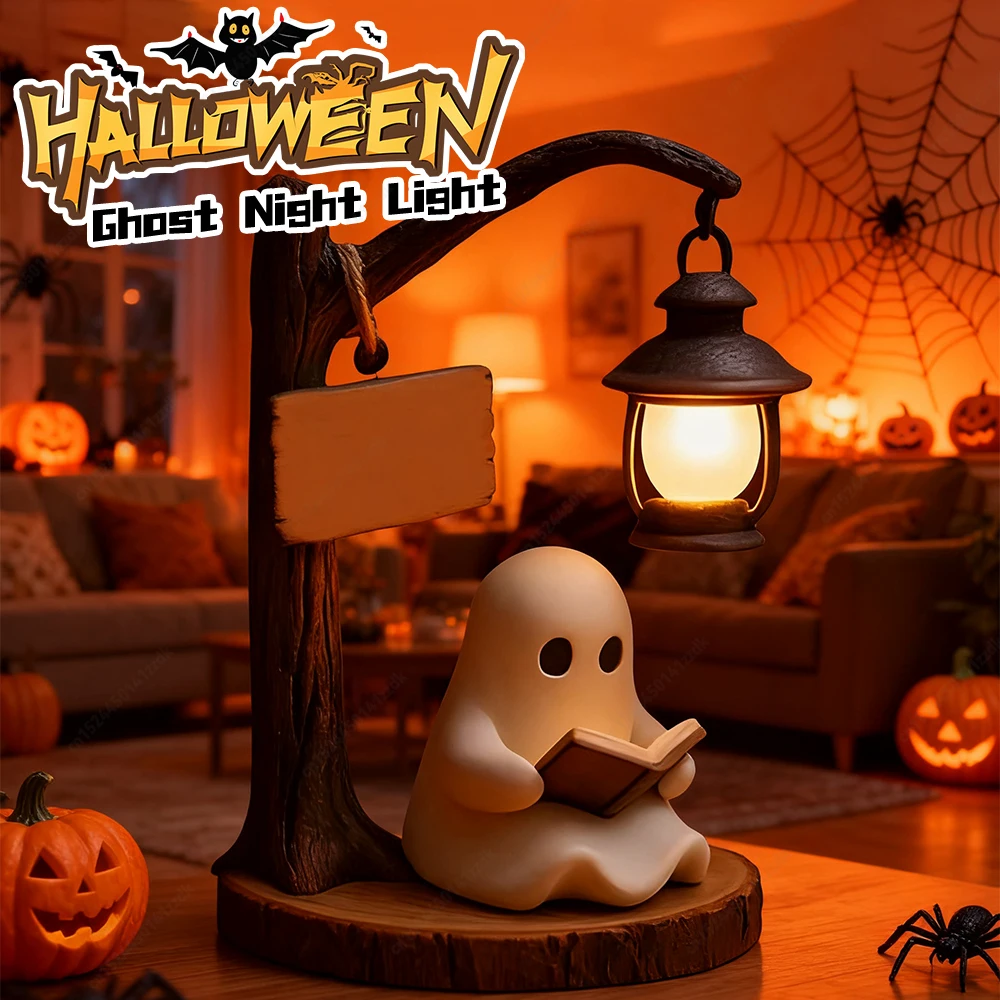 Resin Halloween Ghost Night Light Decorative Lamp for Home Office