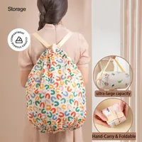 Eco Foldable Shopping Bag Waterproof Reusable Oxford Fabric Grocery Tote, Large Capacity Travel/Supermarket Durable Shoulder Bag 1