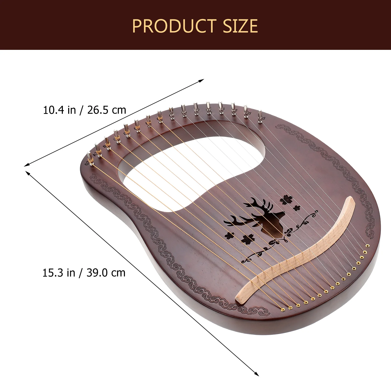 16 Pcs Handheld Harp Lyre Wood Crafts String Instrument Small Retro Musical Child Wooden Lyra Harp Classical