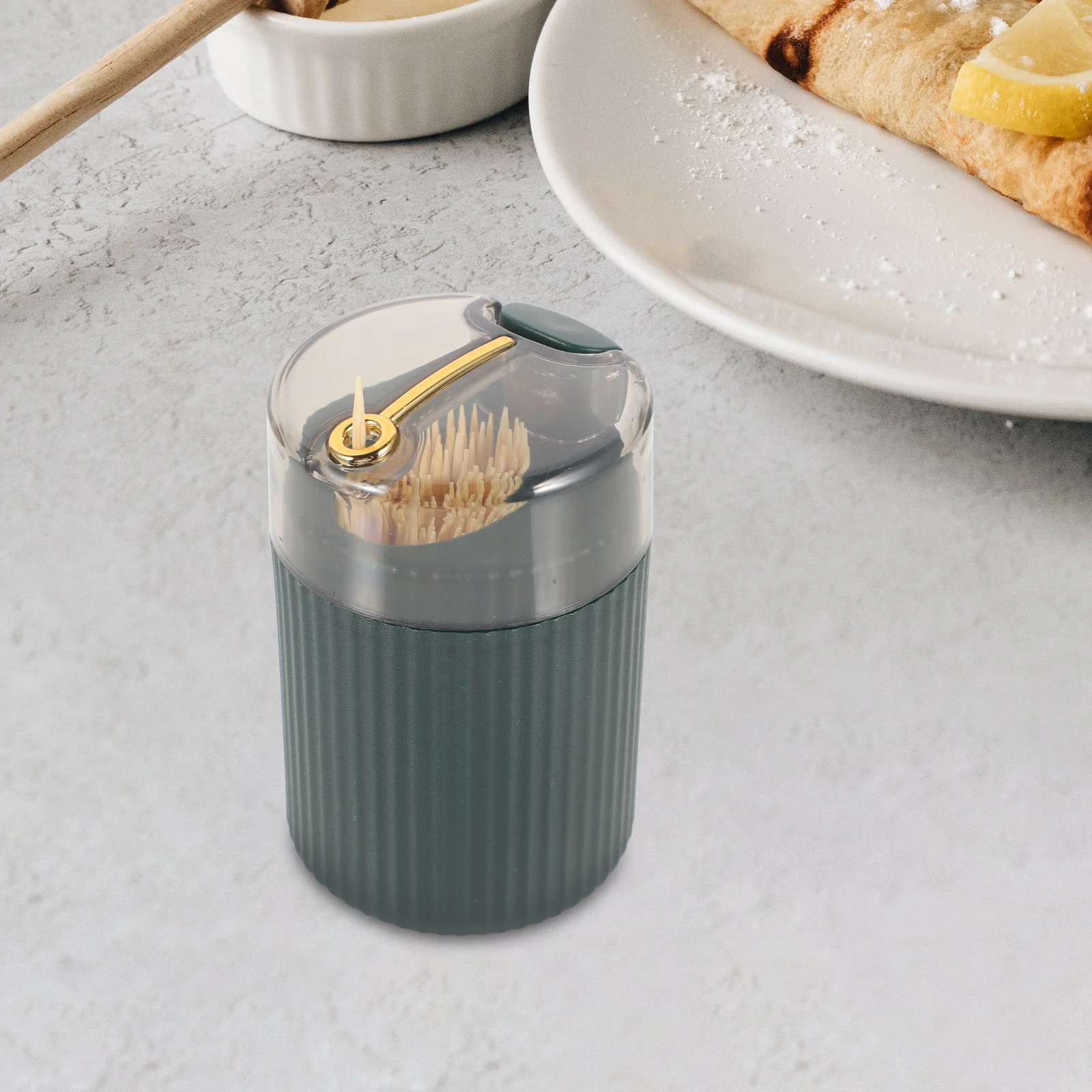 

Toothpick Box Dispenser Holder Stick Container Bottle Makeup Keeper Carrier Cotton Jar Automatic Organizers Type Press Click