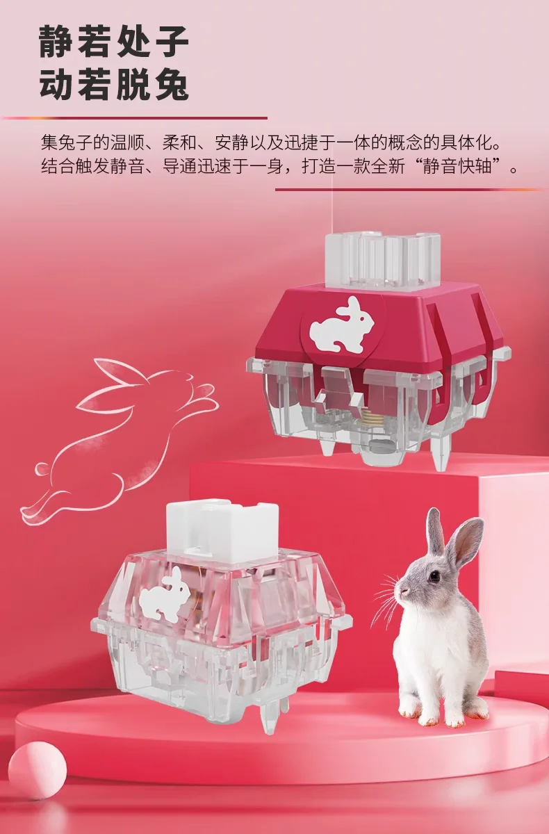 TTC Rabbit Silent Switch RGB Version Transparent Pink 5 Pins 42g Custom Mechanical Keyboard Switches Fast Speed Fine lubrication 5 S0cf4657bd1f54923b9cca90611971943G