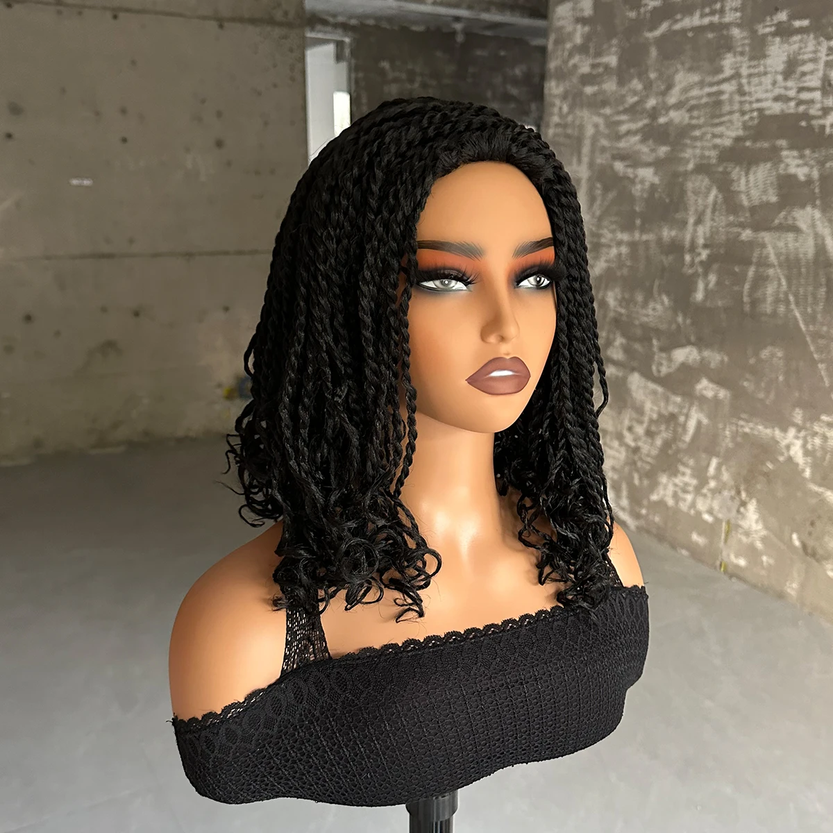 12Inch Short Synthetic Braided Wigs Black Women Heat Resistant Crochet Box Braided Bob Wig African Braiding Hair Wig Bob synthetic hair wigs