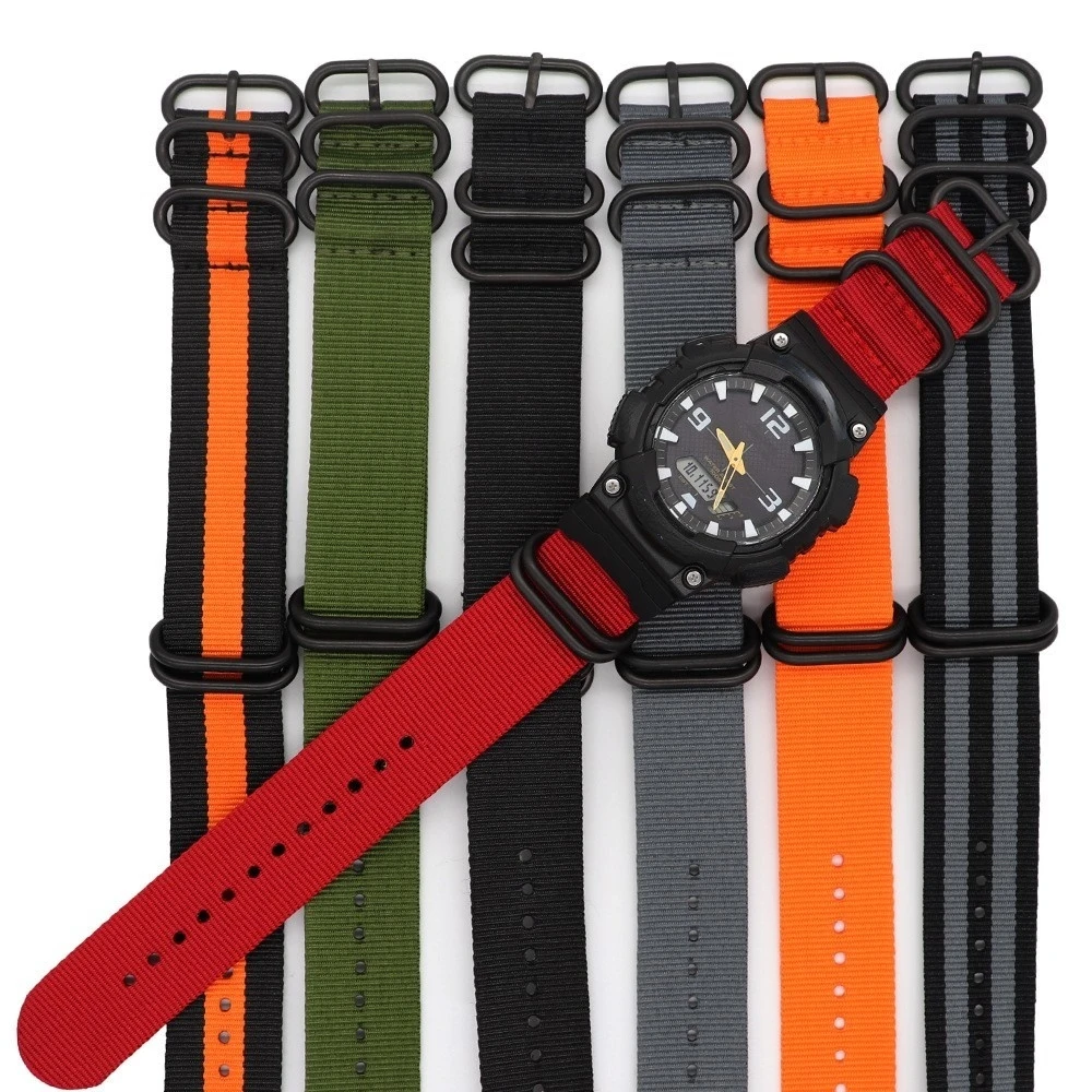 

High-quality Fashion Sweatproof Nylon Strap Bracelet For Casio AQS810W/AEQ-110W/W-735H 24mm High Grade Strap Wrist Watch Band