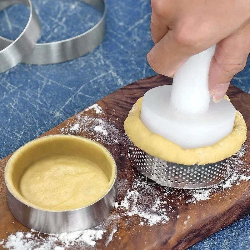 thumbnail image 3 of Molde para tarta de acero inoxidable de 5/10 cm, molde para tartaleta, molde para mousse, galletas, masa, cortador circular, anillo para tarta perforado, 3 of 6