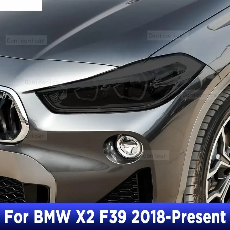 

Защитная пленка для автомобильных фар BMW X2 F39 2017 в наличии, оттенок дыма, черная, виниловая Защитная прозрачная наклейка из ТПУ, аксессуары